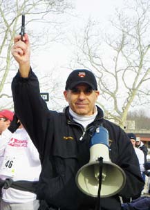 Senator Joe Kyrillos shooting the gun to start the run in Princeton!