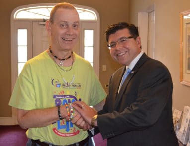 Anthony Bucco with resident in Morristown