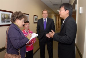 From left: Reporter Ilene Dube, Katie Terzan, Robert Stack and Andrew Park.