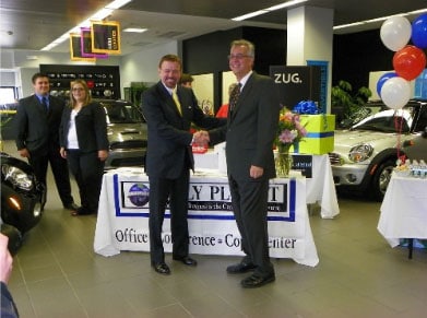 Left, Robert Stack, President and CEO of Community Options, Inc. Right, Ed Grusczynski, General Sales Manager of MINI of Morristown