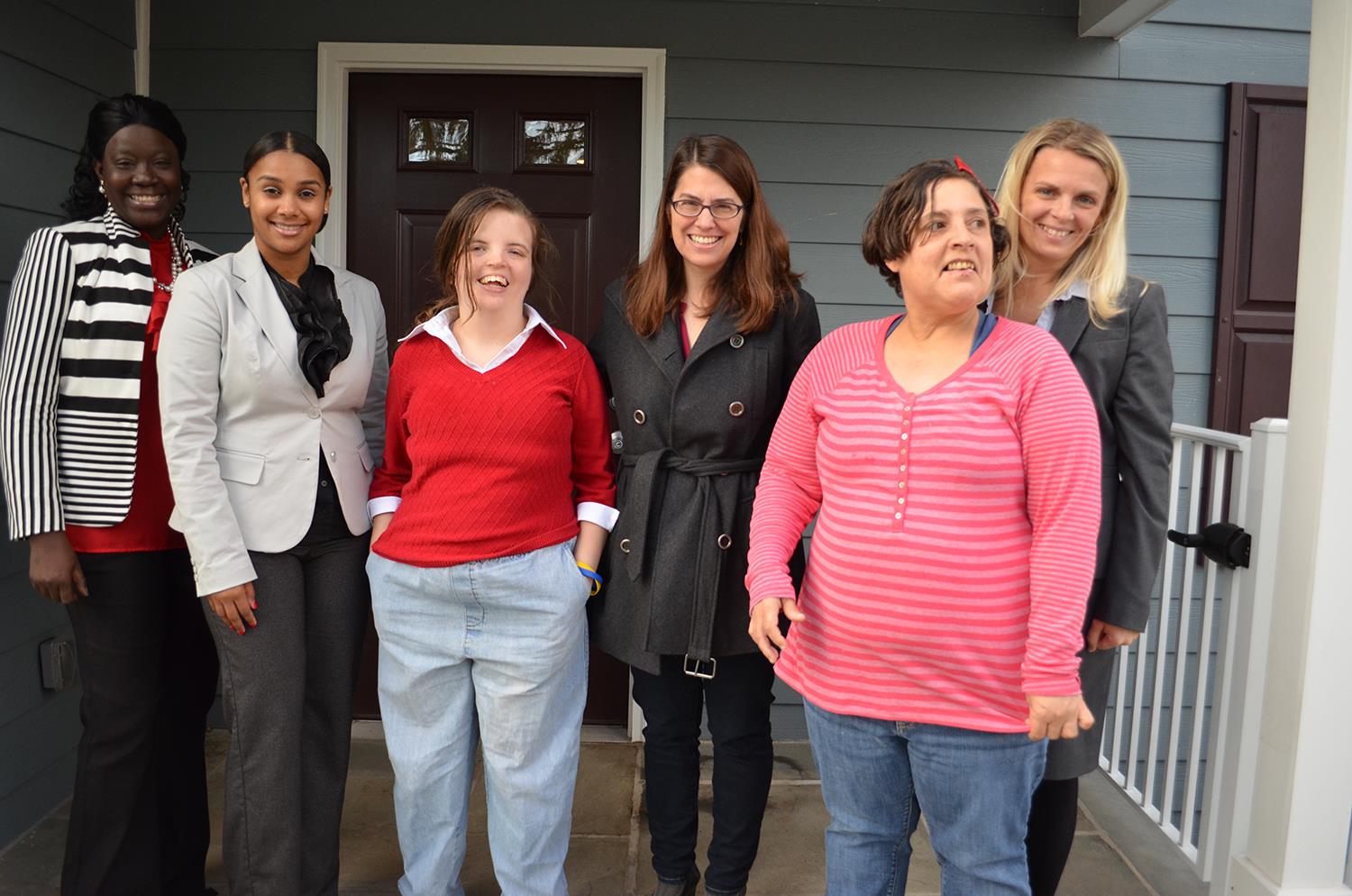 From L to R: Community Support Coordinator Awee Taylor; Mercey County, NJ Executive Director Teresa Snyder, Vanessa, Princeton Mayor Liz Lempert, Lillian; Regional VP of NJ Svetlana Repic-Qira.