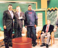 Host Mike Gilliam, Robert Stack, T LaRock and Bernard Krakowsky after taping “Garden State Matters,” a UPN9/FOX/WWOR TV program.