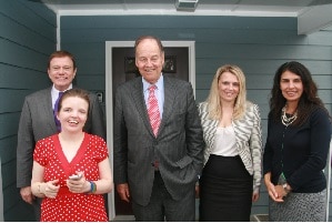 Robert Stack, President & CEO of Community Options; Governor Thomas H. Kean; Svetlana Repic-Qira Regional Vice President New Jersey & Susan Kryillos, Chair of Community Options’ 25th Gala visit Vanessa at her home in Princeton, NJ
