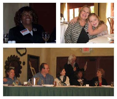 (Top)Angela Larkins from Pittsburgh, Shirley Harrison and her daughter Shannon attended the conference to learn more about Medicaid and to participate on the Individual and Family Panel.(Below) Jessica Guttman, Tim Hickman, Angela Larkins, Mary Lourdes Winberry, Glenna Taylor, Marge Brown, Moderator make up the Individual and Family Panel.