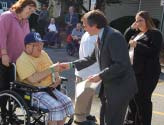 Wayne Mayor Scott Rumana shakes hands and signs autographs for Howard Newman after reading a proclamation at our Wayne office on October 22, 2007.