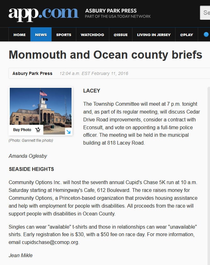 Asbury Park Press article online