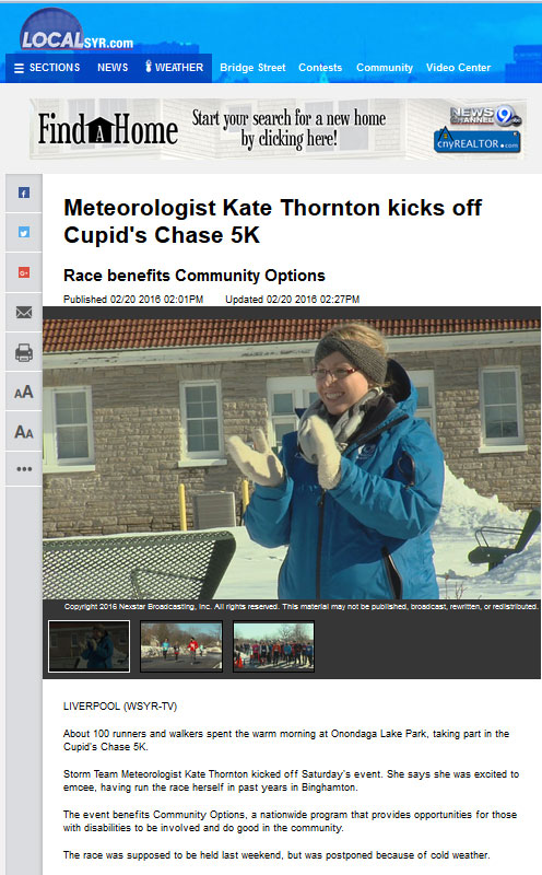 Meteorologist Kate Thornton kicks off Cupid's Chase 5K Race benefits Community Options