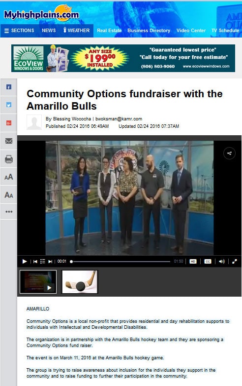 Community Options fundraiser with the Amarillo Bulls