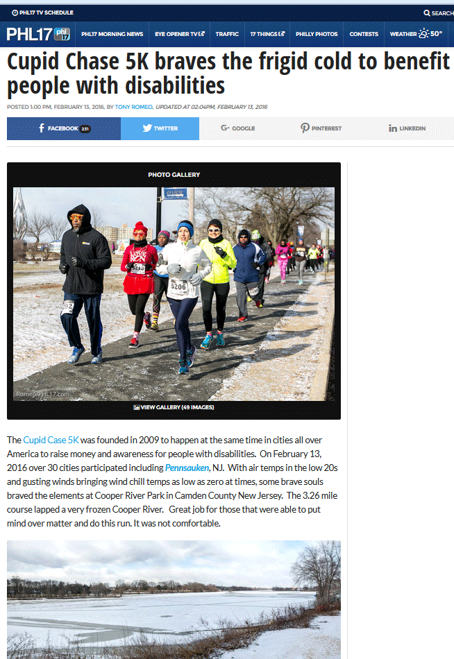 Cupid Chase 5K braves the frigid cold to benefit people with disabilities