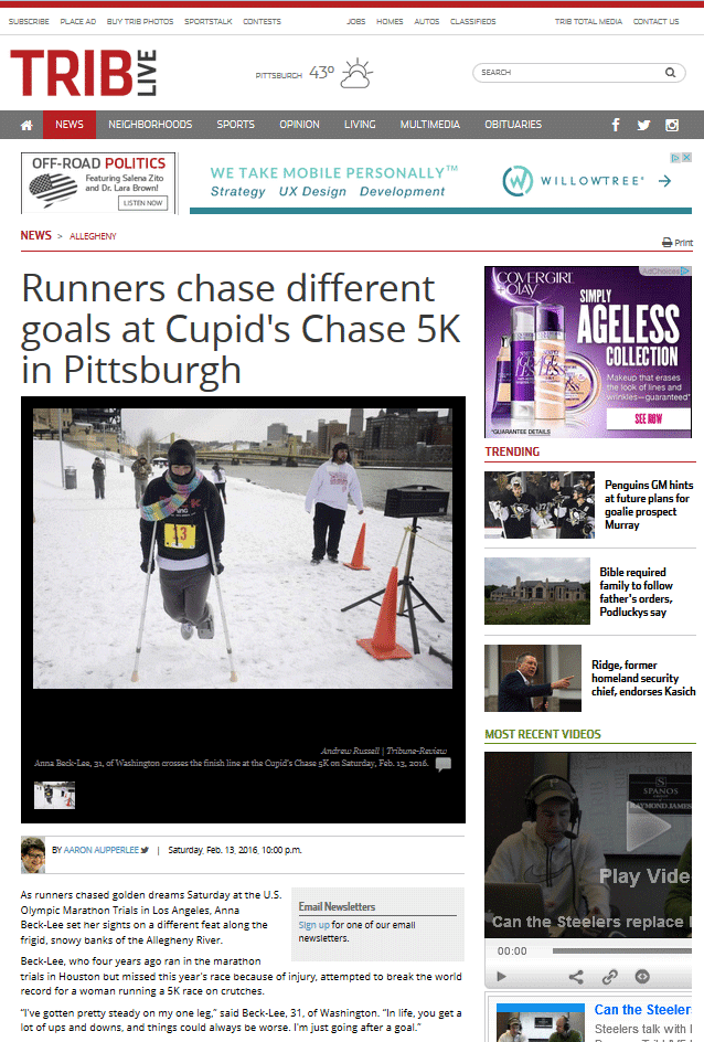 Runners chase different goals at Cupid's Chase 5K in Pittsburgh