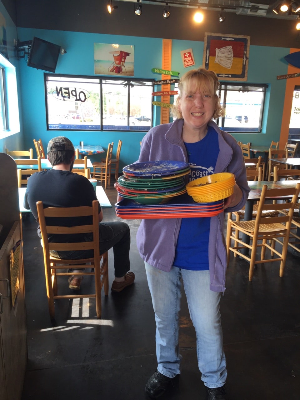 Amanda Carrying dishes Bussing Tables