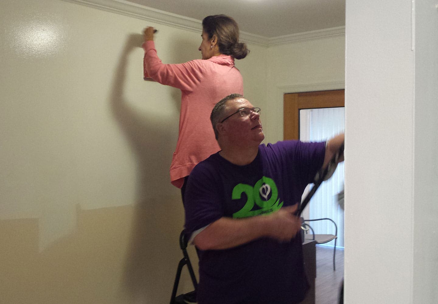 Bill Fox of Medford and Arlene Volpe of Maple Shade were among the 30 from Berkshire Hathaway Home Services, Fox & Roach Realtors that repaired three Community Options homes in Delran, NJ.