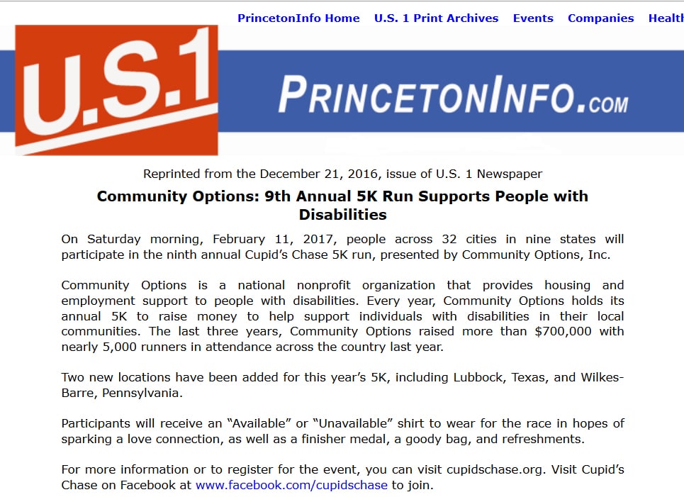 princetoninfo.com - Community Options: 9th Annual 5K Run Supports People with Disabilities