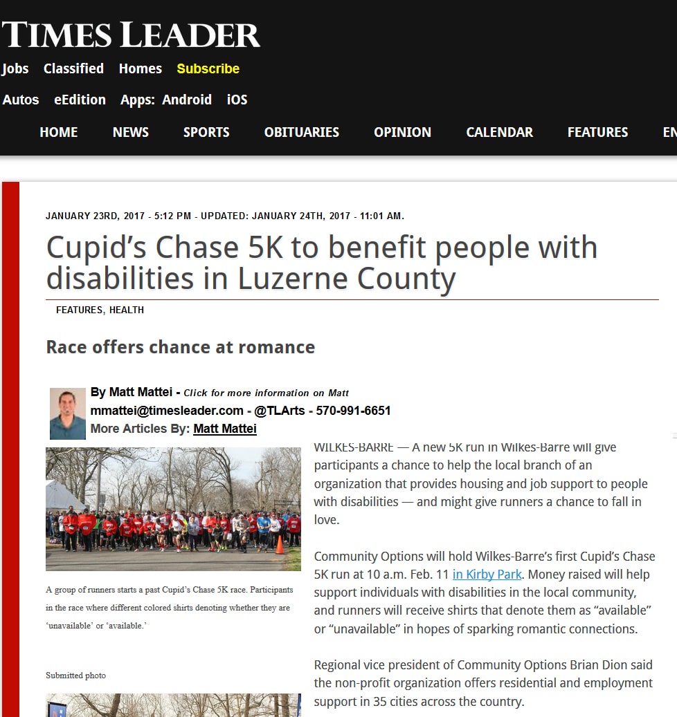 Timesleader.com - Cupids Chase 5K To Benefit People With Disabilities In Luzerne County
