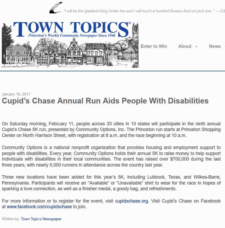 towntopics.com - Cupid’s Chase Annual Run Aids People With Disabilities