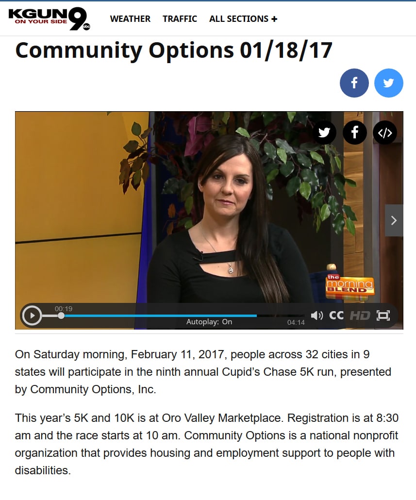 TUCSON MORNING BLEND - KGUN - Wendy Johnson from Community Options Inc discusses Cupids Chase 5K 10k run 