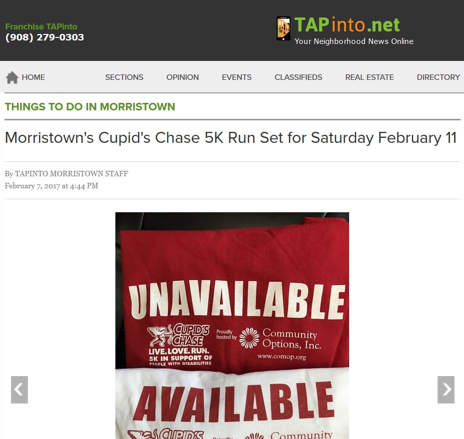 Morristown's Cupid's Chase 5K Run Set for Saturday February 11