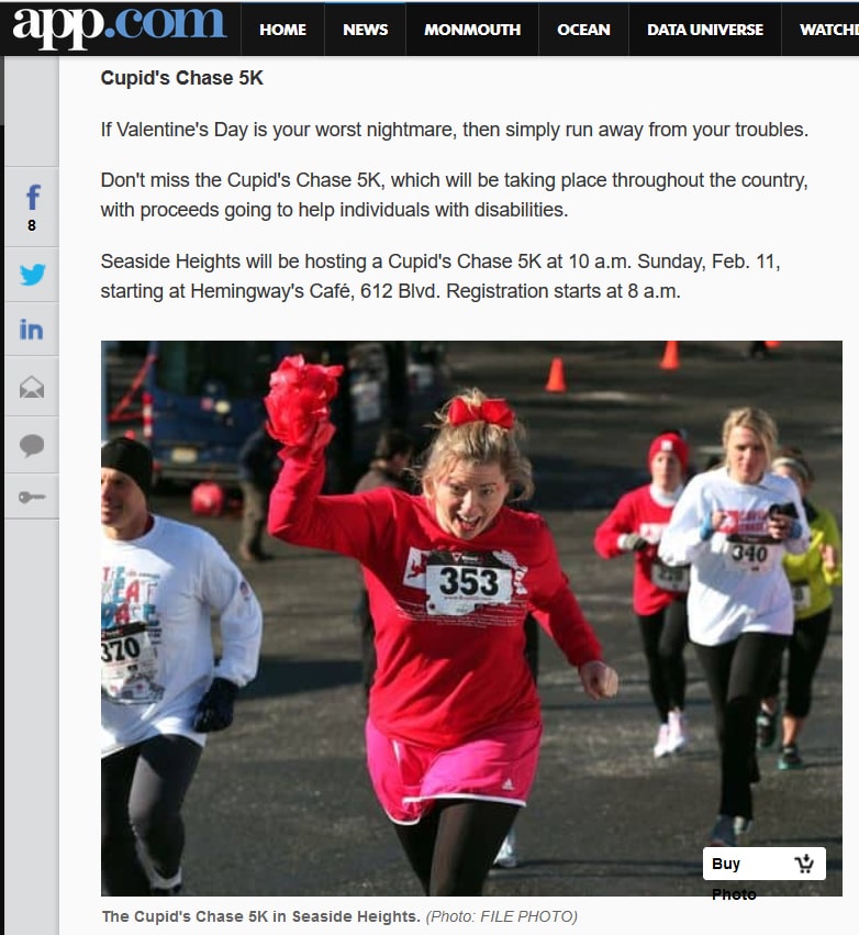The Cupid's Chase 5K in Seaside Heights.