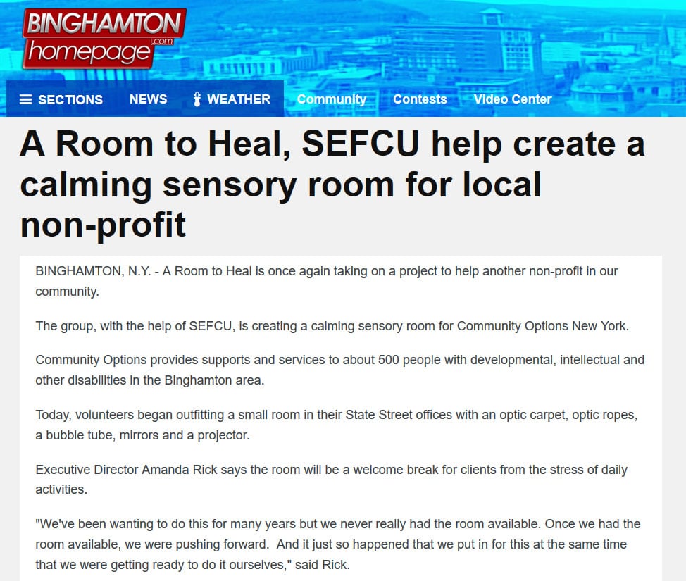 A Room to Heal, SEFCU help create a calming sensory room for local non-profit