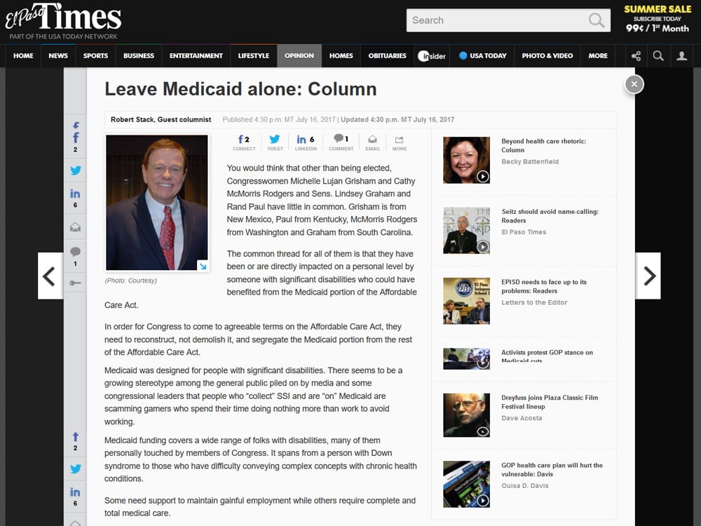 Leave Medicaid alone: Column by: Robert Stack, Guest columnist