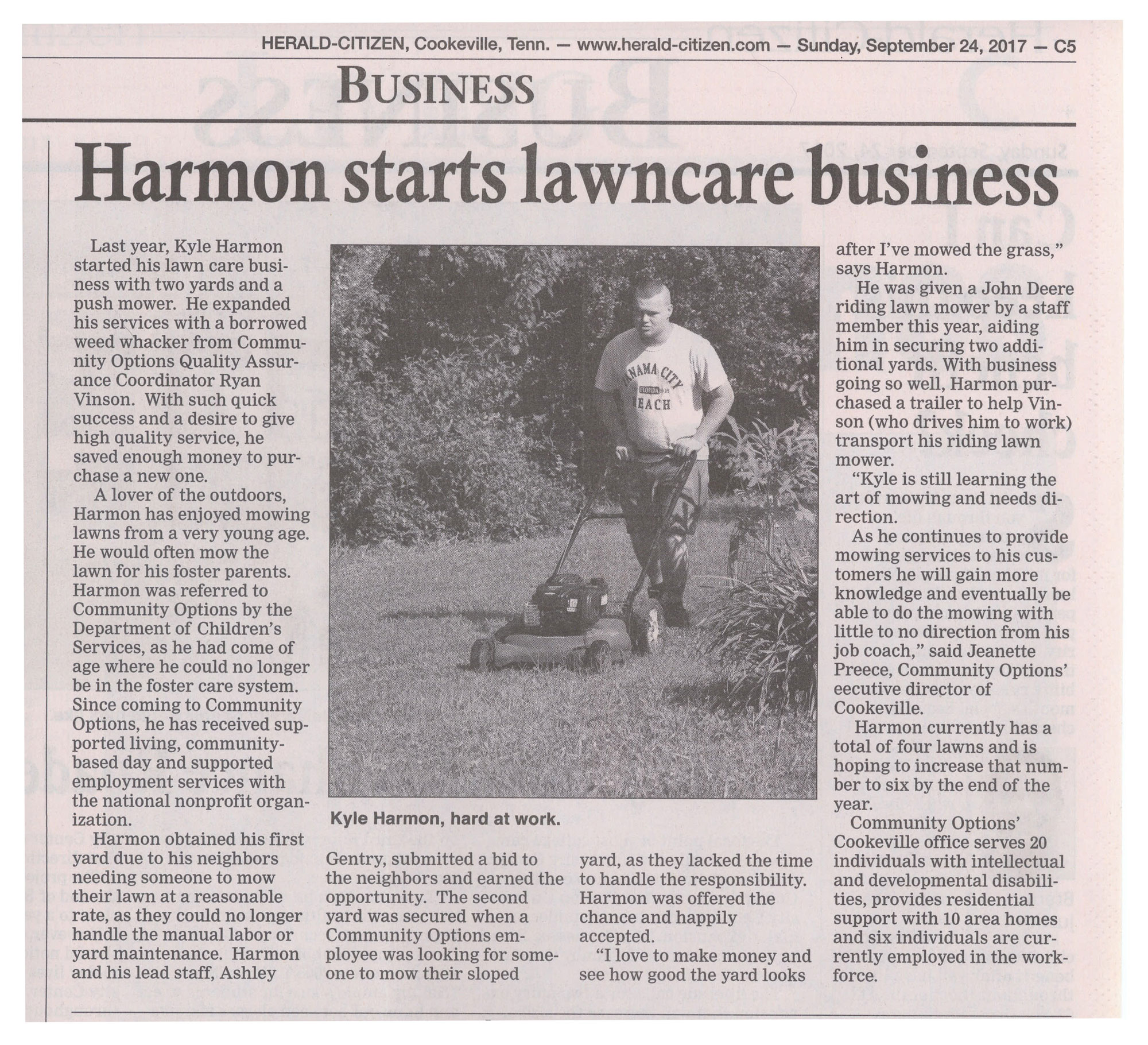 Cookeville Native Starts His Own Lawncare Business