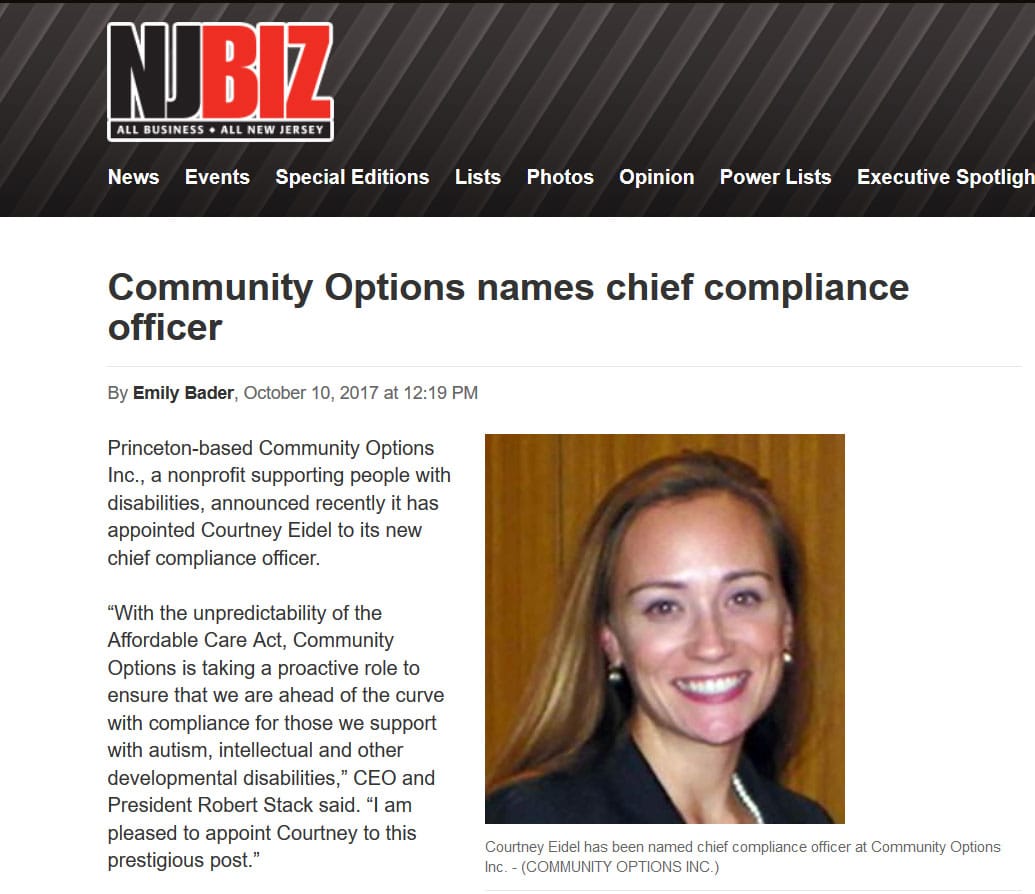 Community Options names chief compliance officer