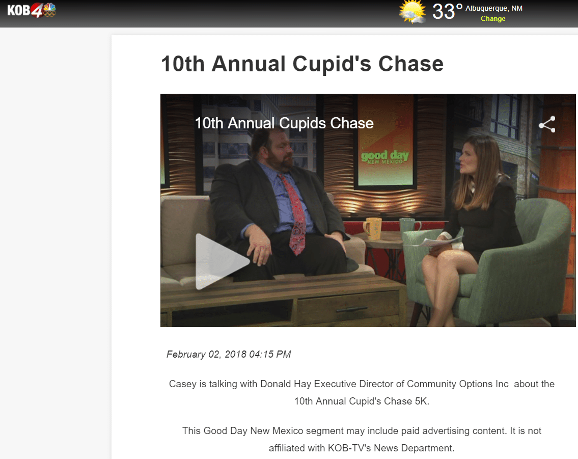 Donald Hay joins Good Day New Mexico to discuss the upcoming Cupid's Chase 5K.