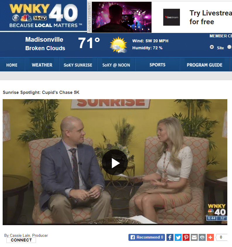 Kevin Potts joins Sunrise to talk about Cupid's Chase 5K in Bowling Green, KY.