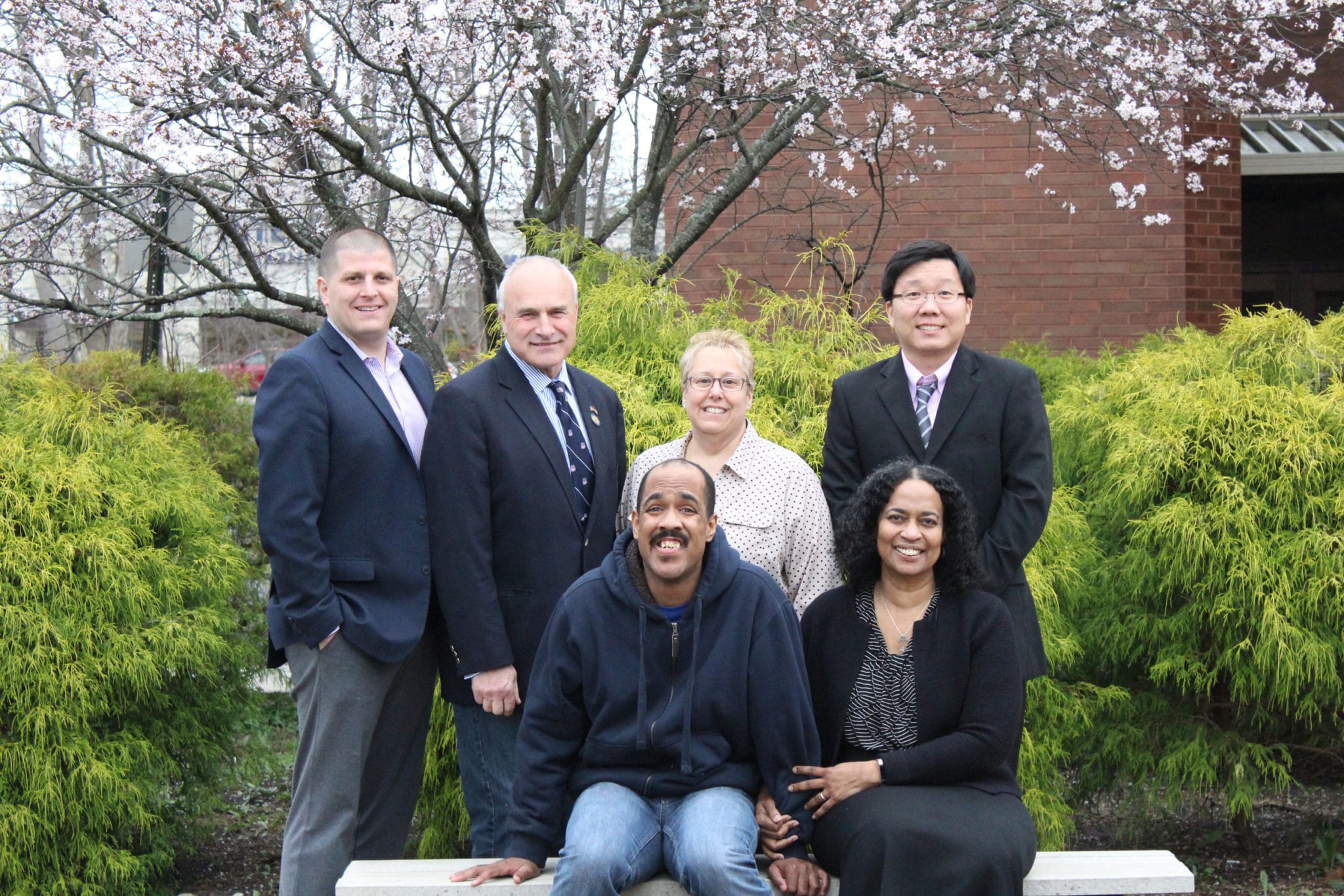 Back row L to R: Matt Mercurio - Director of Parks, Recreation and Social Services, Township of Old Bridge; Owen Henry - Mayor, Township of Old Bridge; SueAnn Palmero- Program Manager, Community Options; Andrew Park - Managing Director of Marketing,Community Options. Sitting L to R: Nicolas Grant, Program Participant & Old Bridge Resident; Barbara Grant