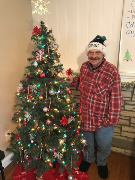 Johnny, who attends the Day Program in Allentown, Pennsylvania, enjoys the holiday season.