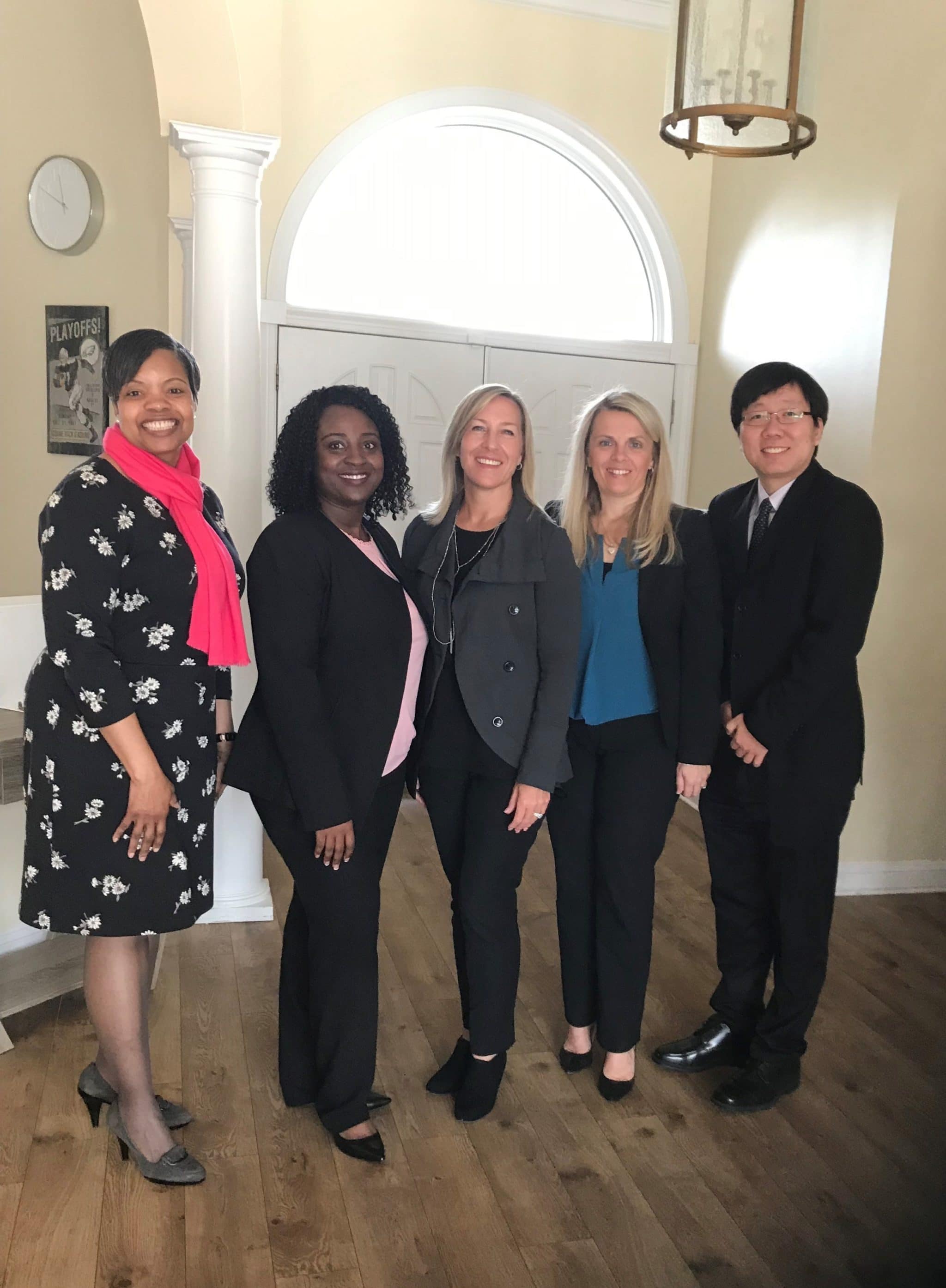 DCF Commissioner Christine Norbut Beyer (center) with Nancy Ward, Ida Bormentar, Svetlana Repic-Qira, and Andrew Park of Community Options to discuss residential services for children with disabilities.