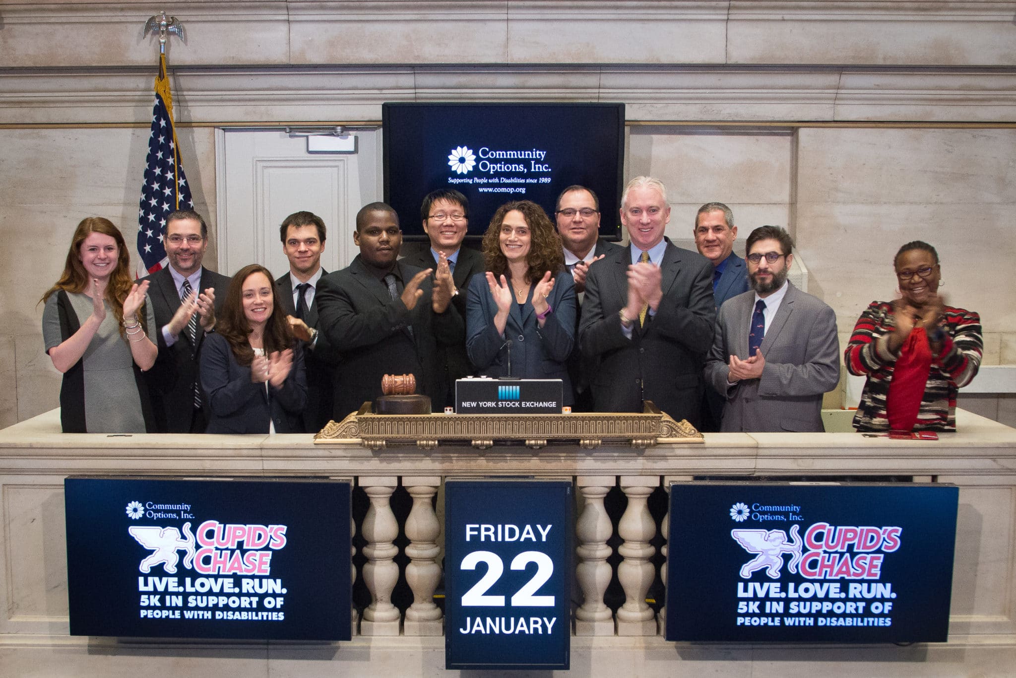 Robert Stack, President of Community Options, Inc., selected Roy King to ring the opening bell at the New York Stock Exchange, Friday January 22, 2016.