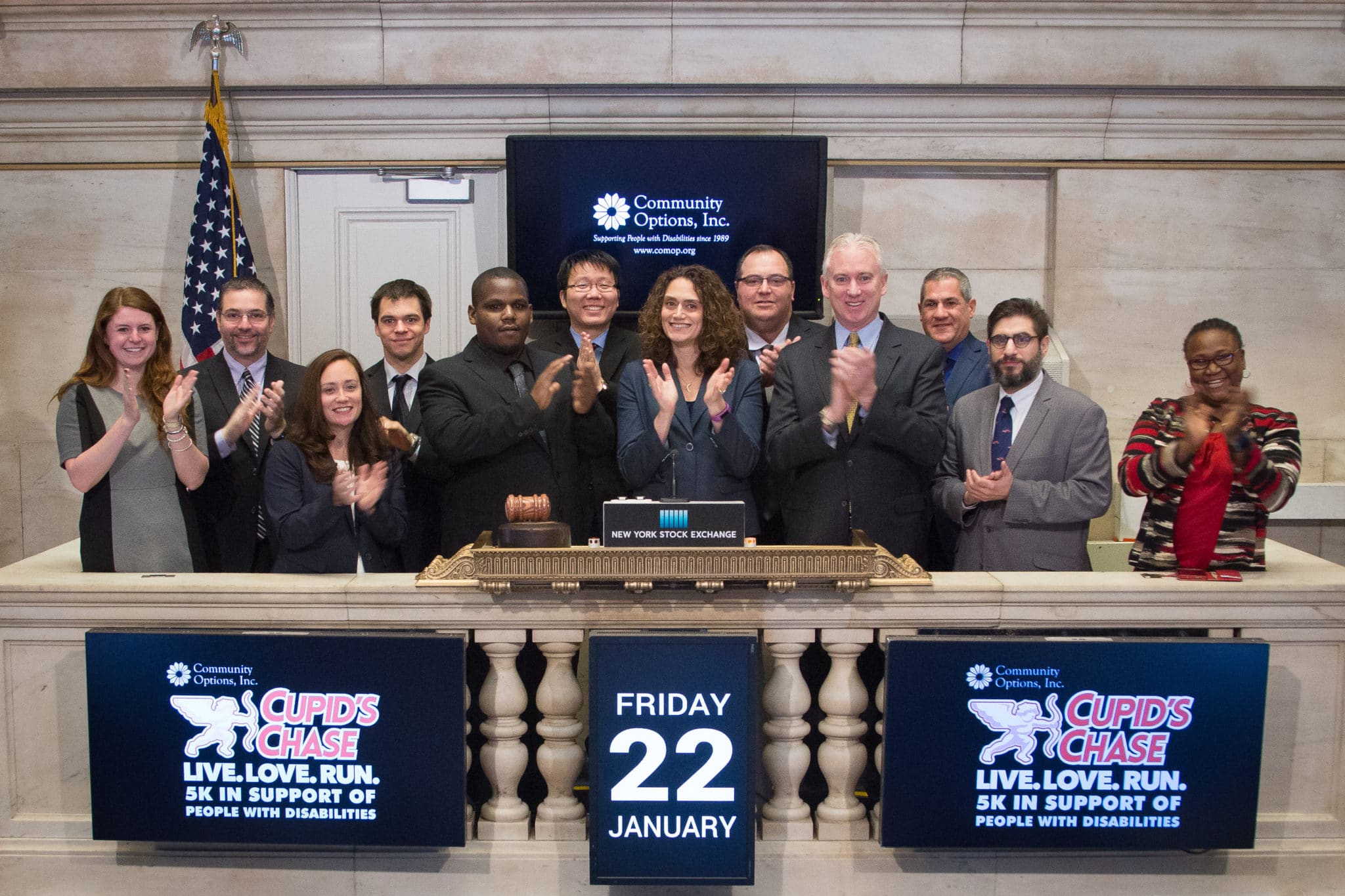Robert Stack, President of Community Options, Inc., selected Roy King to ring the opening bell at the New York Stock Exchange, Friday January 22, 2016.