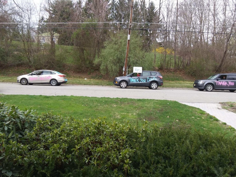 3 Vans with Thank You DSP on it. Morristown NJ had a small vehicle caravan to say THANK YOU to our direct care staff