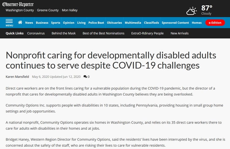 Nonprofit caring for developmentally disabled adults continues to serve despite COVID-19 challenges