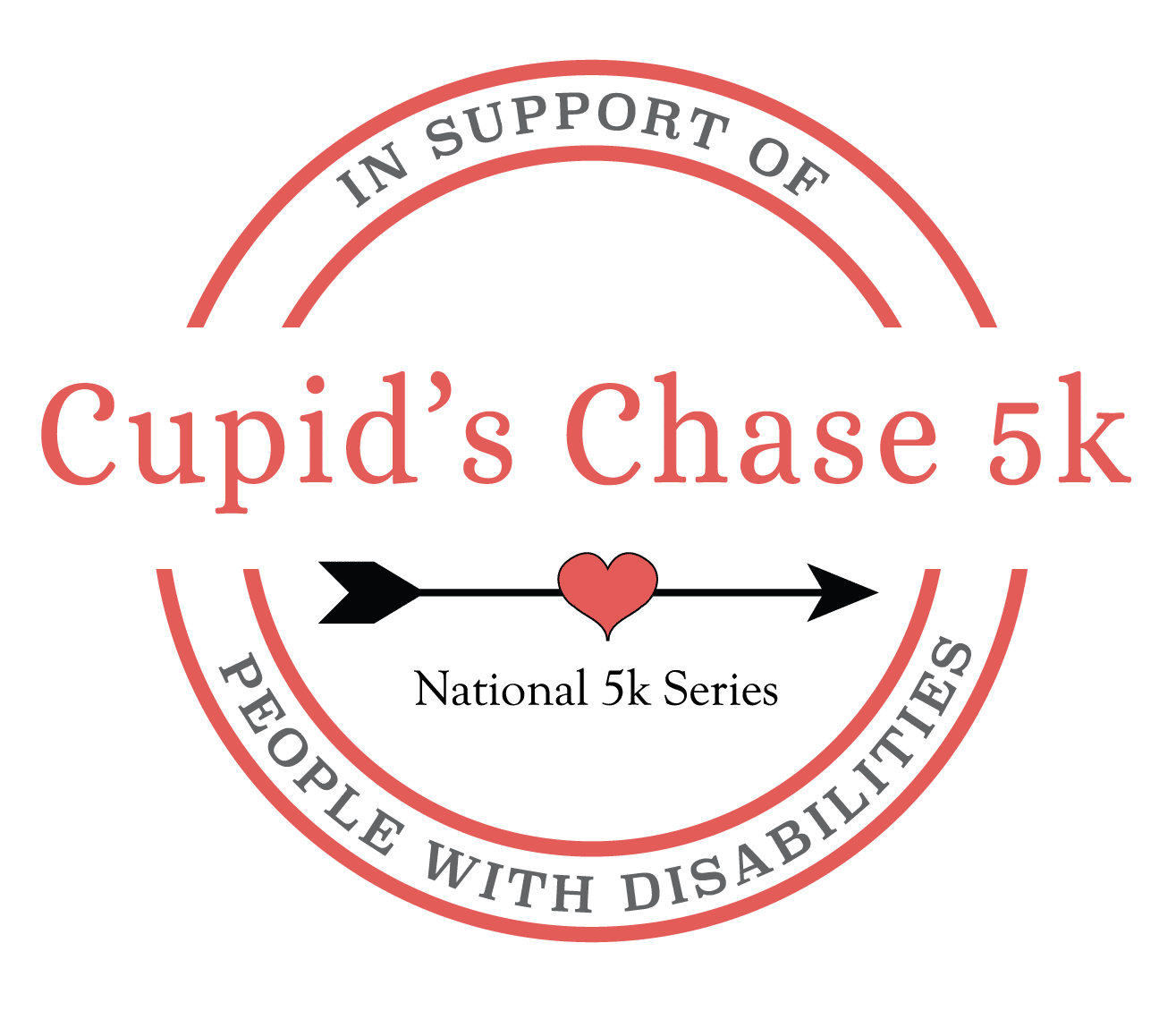 Cupid's Chase 5k Logo National 5k Series In support of people with disabilities