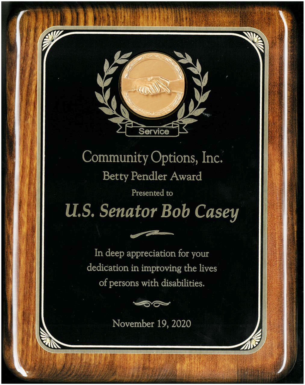 Senator Bob Casey Betty Pendler Award