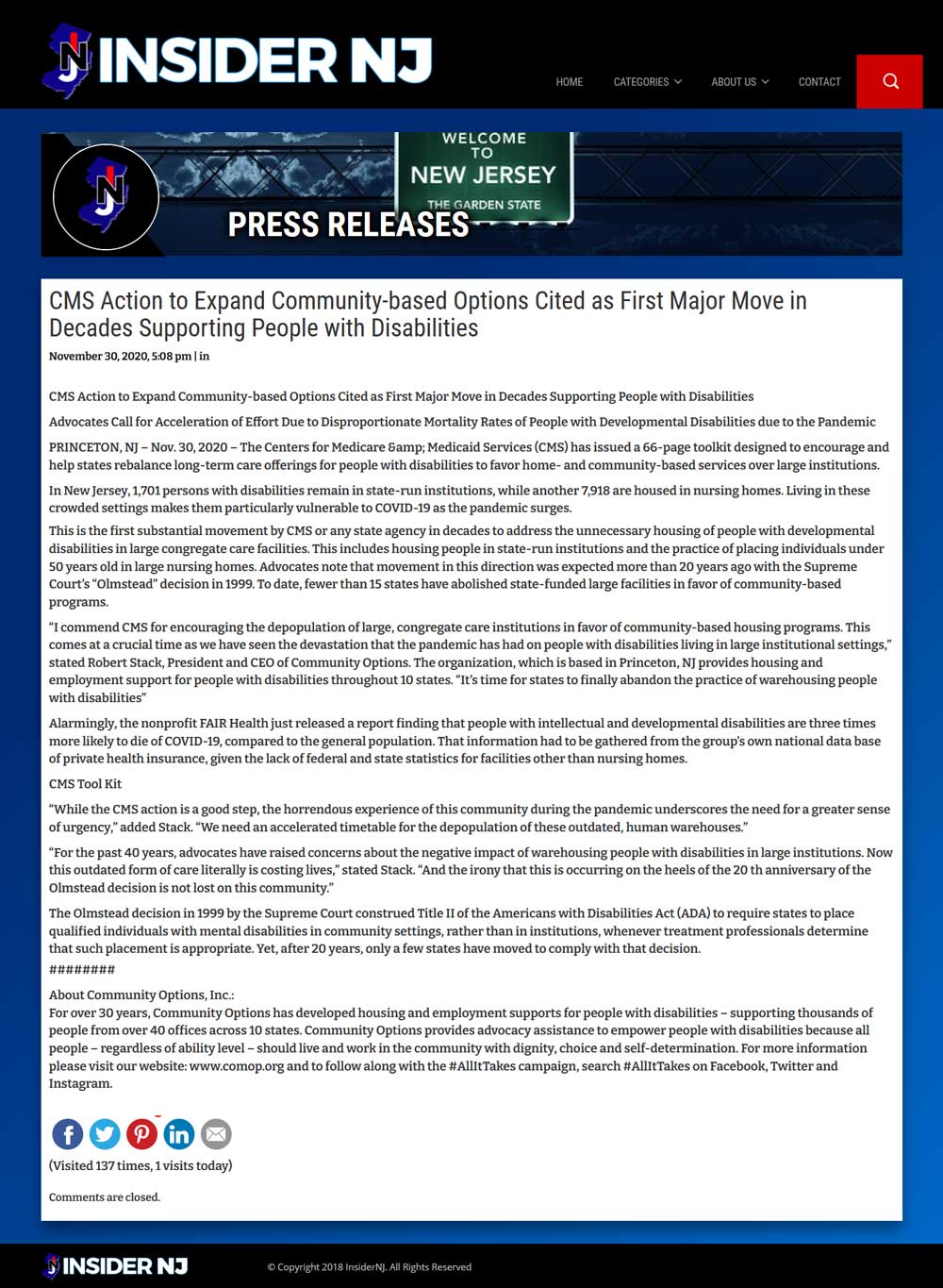 CMS Action to Expand Community-based Options Cited as First Major Move in Decades Supporting People with Disabilities