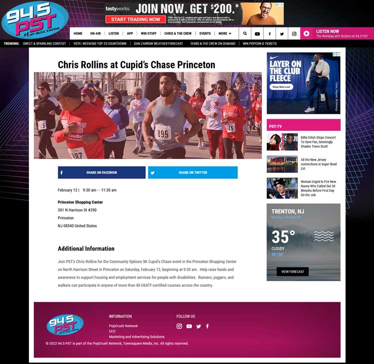 wpst.com Chris Rollins at Cupid’s Chase Princeton