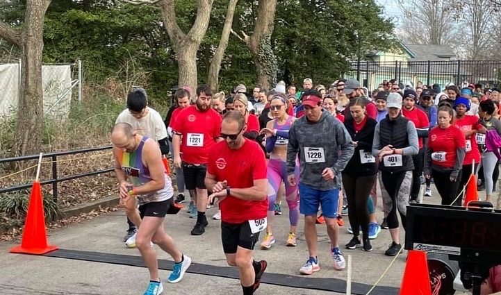 Runners at the starting line at Cupid’s Chase in Philly