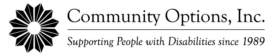 Community Options, Inc. - Supporting people with disabilities since 1989 - Logo 2 lines black