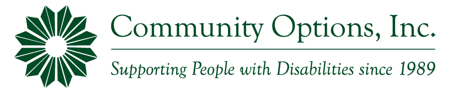 Community Options, Inc. - Supporting people with disabilities since 1989 - Logo 2 lines green