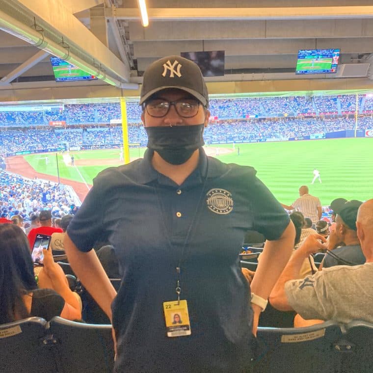 Janelli L. working at her internship at Yankee Stadium
