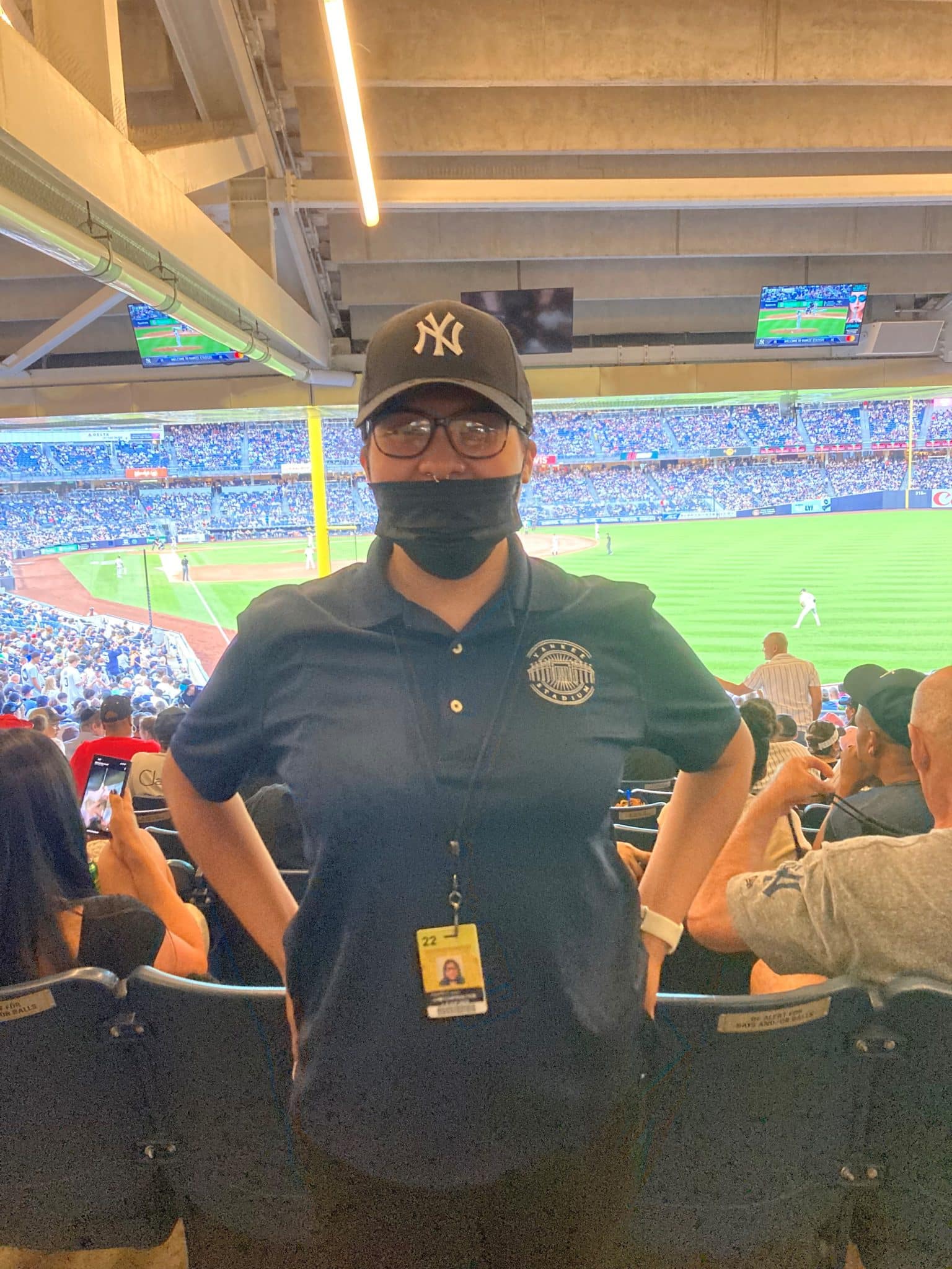 Janelli L. working at her internship at Yankee Stadium