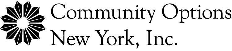 Community Options New York, Inc. Logo black/white twoline black text