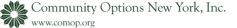 Community Options New York, Inc. Logo one line with www.comop.org
