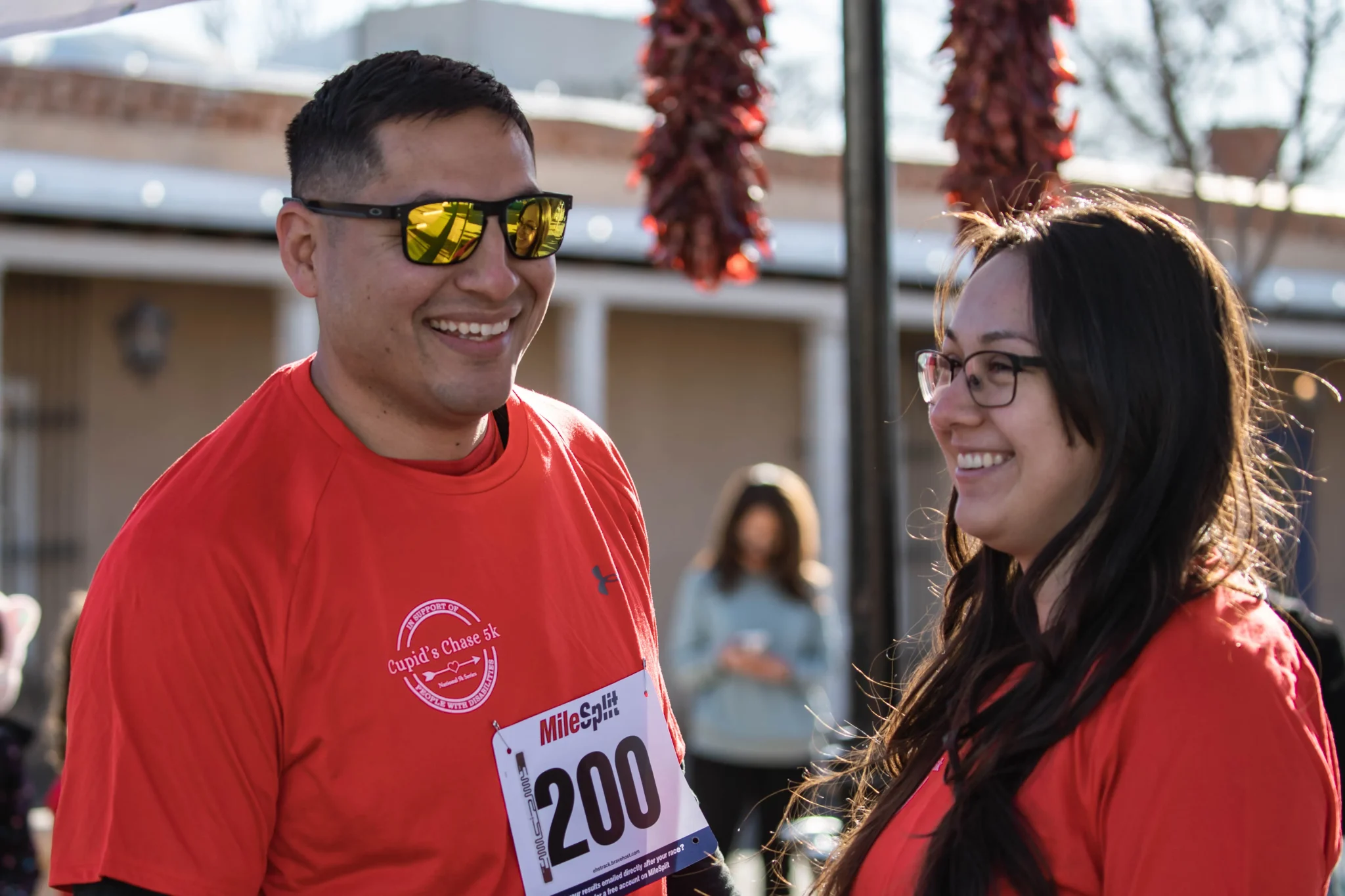 Kiana and Robert Lopez, who were engaged at the 2018 Cupid's Chase, are pictured at the Cupid's Chase 5K in Mesilla on Saturday, Feb. 12, 2022. Nathan J Fish/Sun-News - lcsun-news.com
