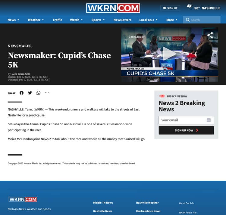Newsmaker: Cupid’s Chase 5K - wkrn.com