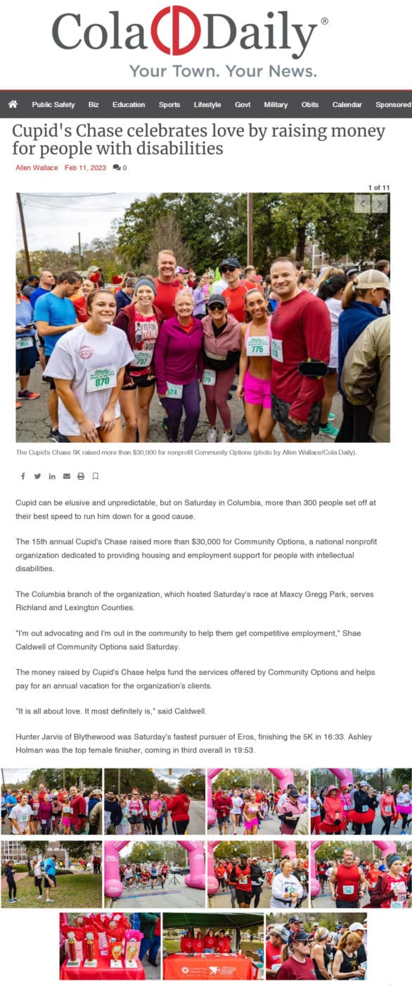The Cupid's Chase 5K raised more than $30,000 for nonprofit Community Options (photo by Allen Wallace/Cola Daily) - coladaily.com