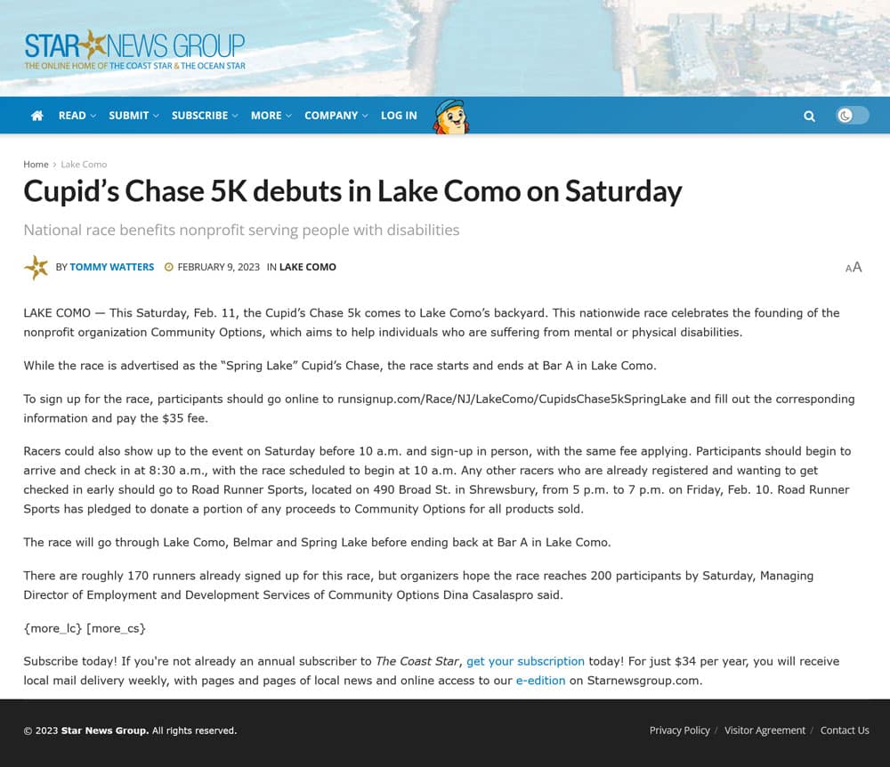Cupid’s Chase 5K debuts in Lake Como on Saturday - starnewsgroup.com
